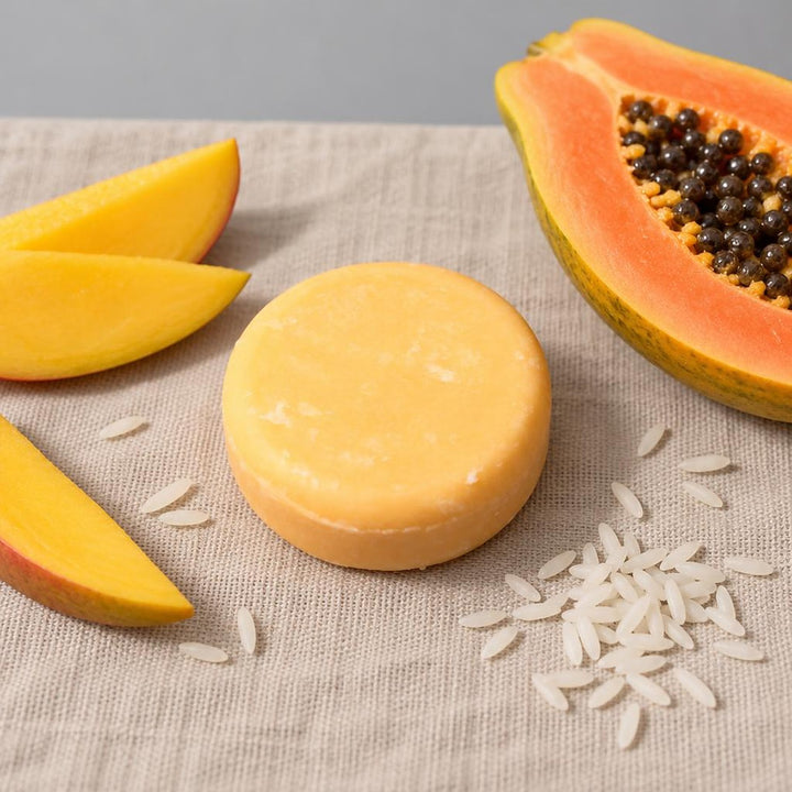Tangled shampoopala, mango, papaija ja riisi – palashampoon ainesosat